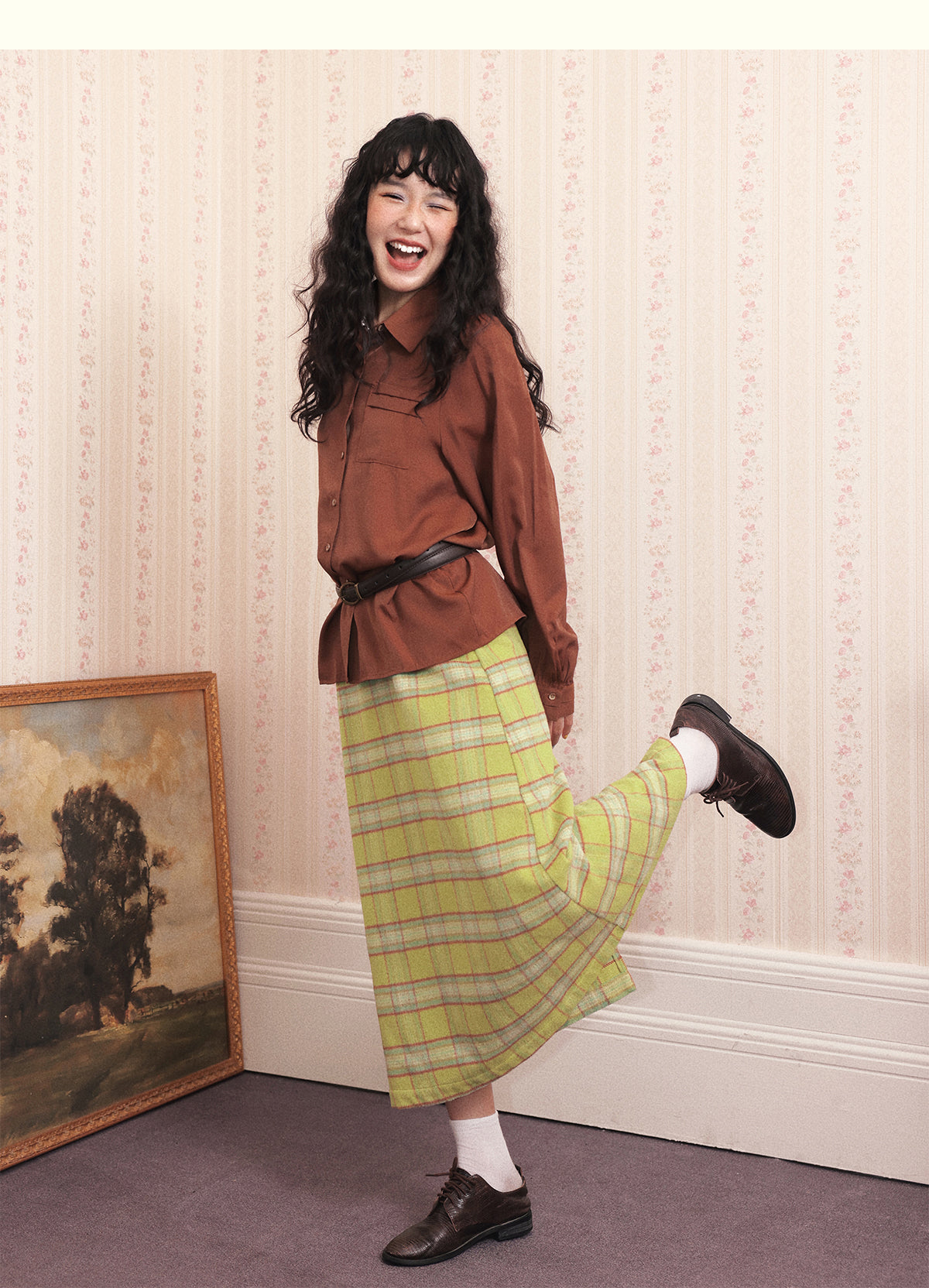 Chemical Girl - Vintage Plaid Wool Long Skirt Retro Girly skirt chemical girl