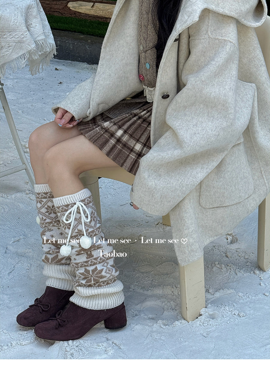 LET ME SEE - Snowflake Knit Wool-Look Christmas Leg Warmers leg warmmers let me see