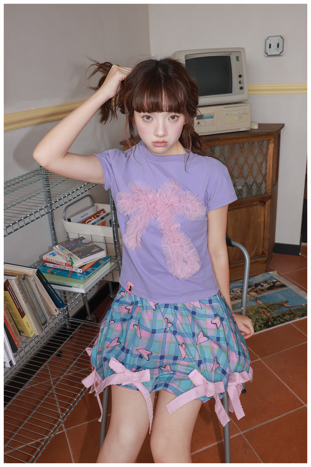 tntntutu Kawaii Mesh Bow Short Sleeve T-Shirt – Harajuku Y2K Puff Tee tshirt tntntutu