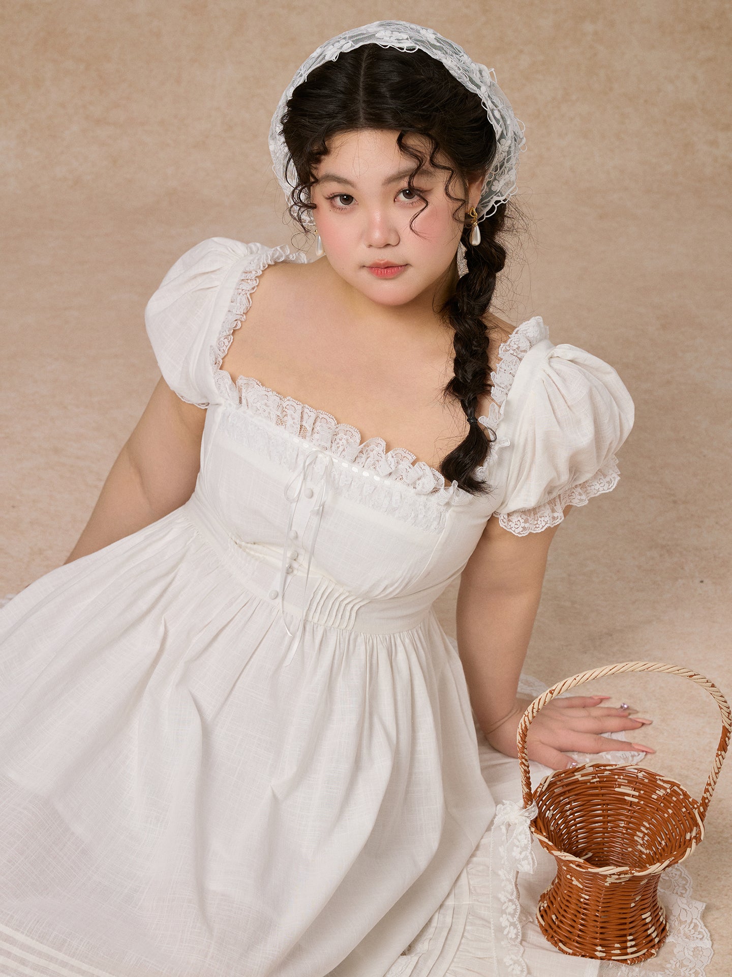 LaceMade - French Style Cinderella Cotton Lace Princess Dress Plus Size dress LaceMade