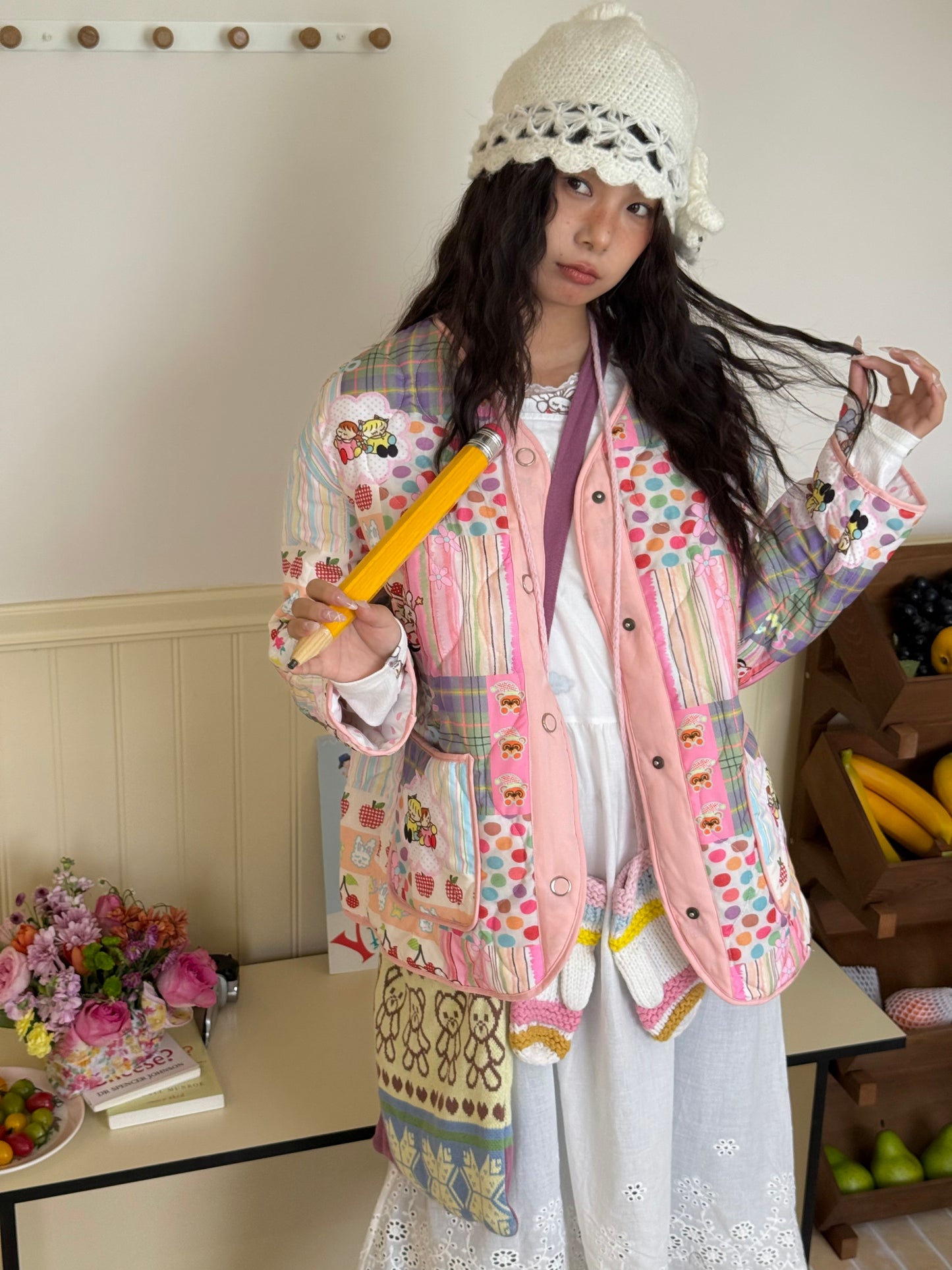 Harajuku Jacket Pink Jacket Winter Loose Jacket Cotton Padded Jacket coat KaiXin hostel