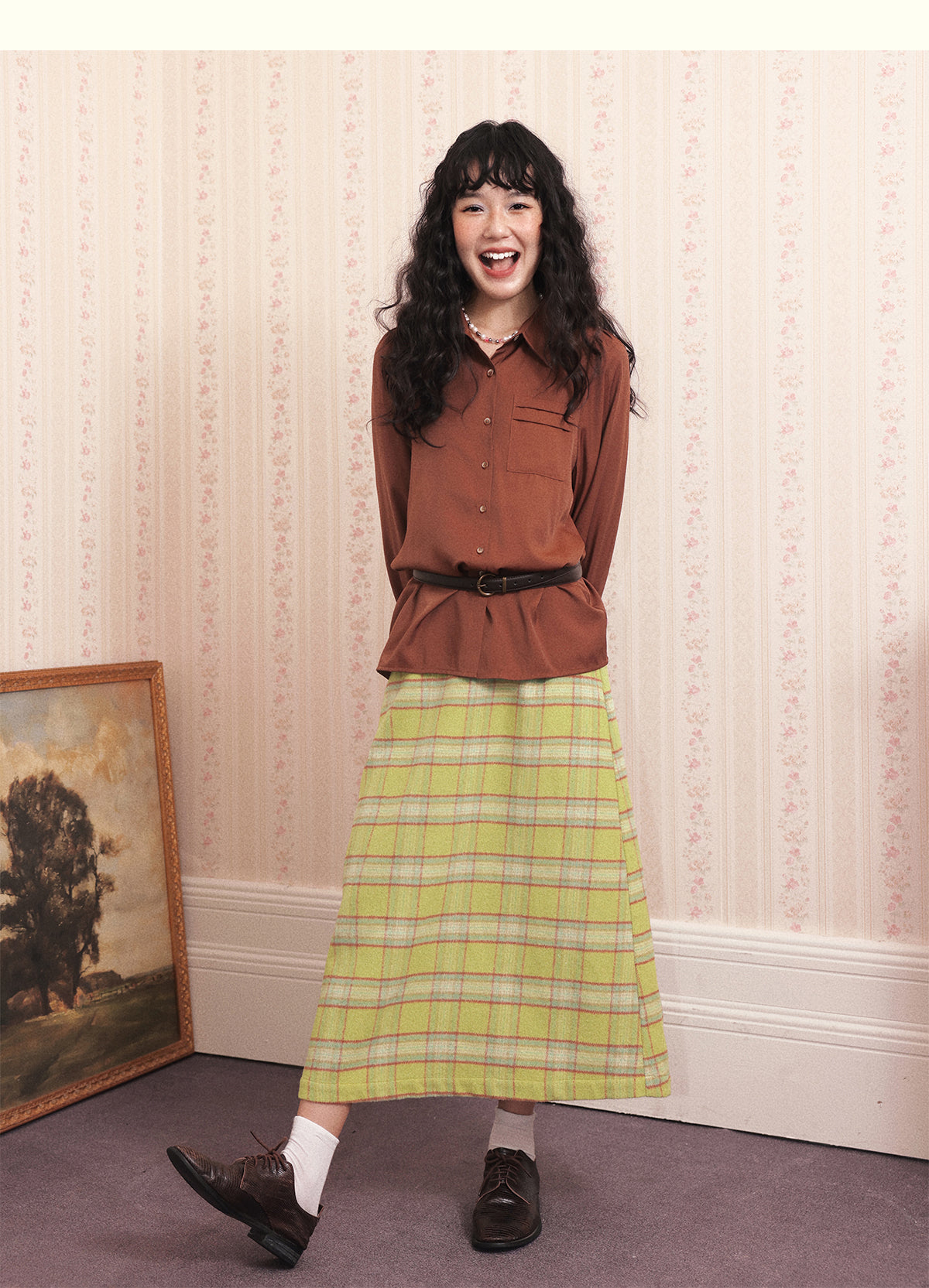 Chemical Girl - Vintage Plaid Wool Long Skirt Retro Girly skirt chemical girl