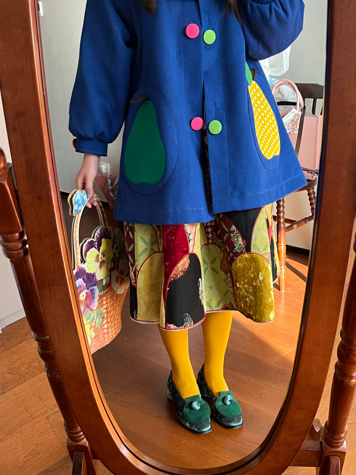 GOODBABY - Fruit Patchwork Color Block Wool Coat coat goodbaby