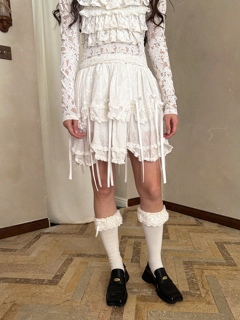 daytoday Everyday Institute - Kawaii Skirt Cotton Bow Layered skirt daytoday everyday institute
