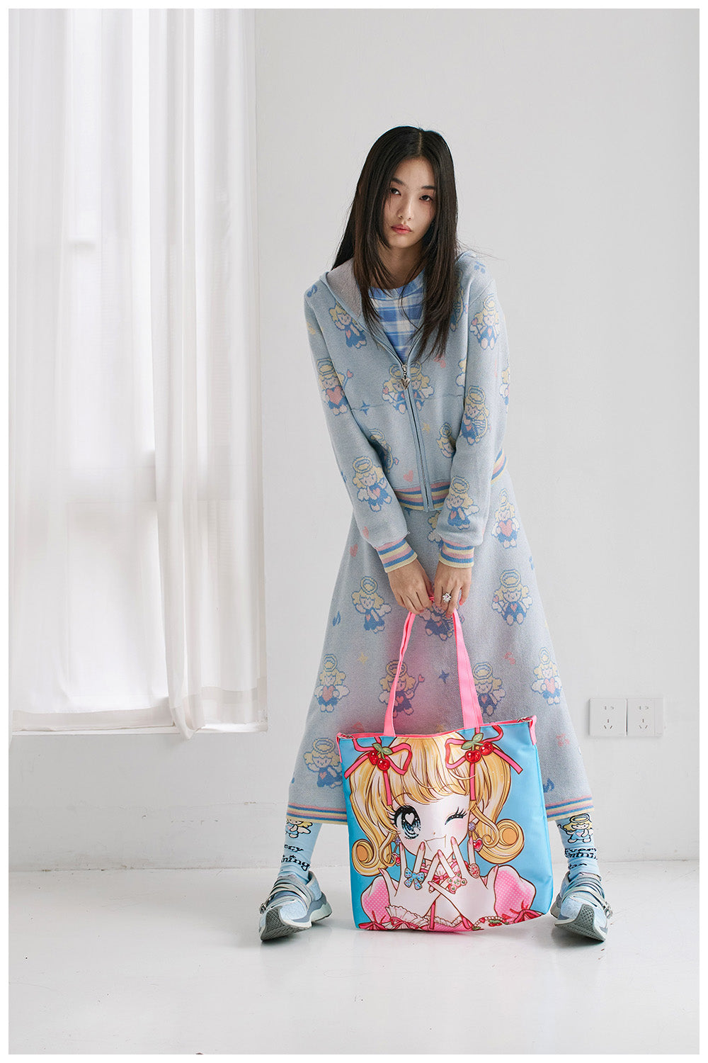 Tntntutu Setup Harajuku Angel Knit Hoodie & Skirt Set – Light Blue | tntntutu set tntntutu