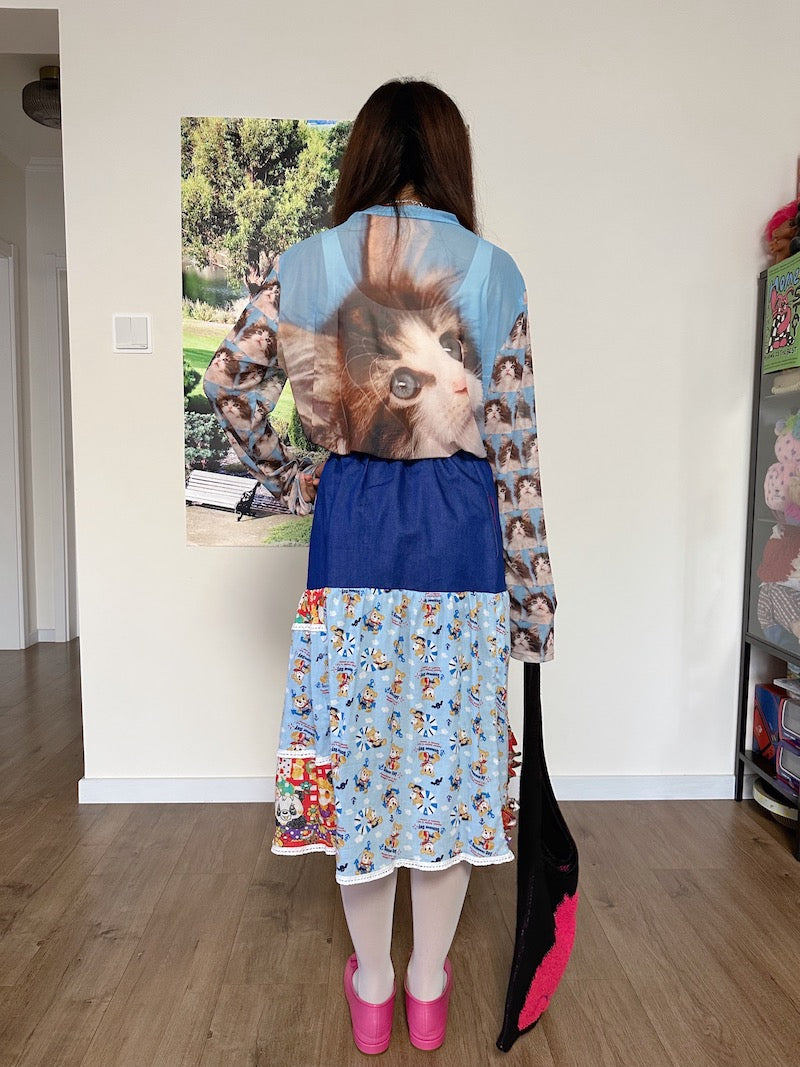 Decora Kei Base Shirt – Summer Cat Print shirt bunnybunnygun