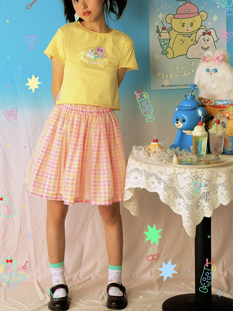 shishihshop Ice Cream T-Shirt | Soda Colorblock Tee | Harajuku Y2K Cotton T-Shirt shirt shishihshop
