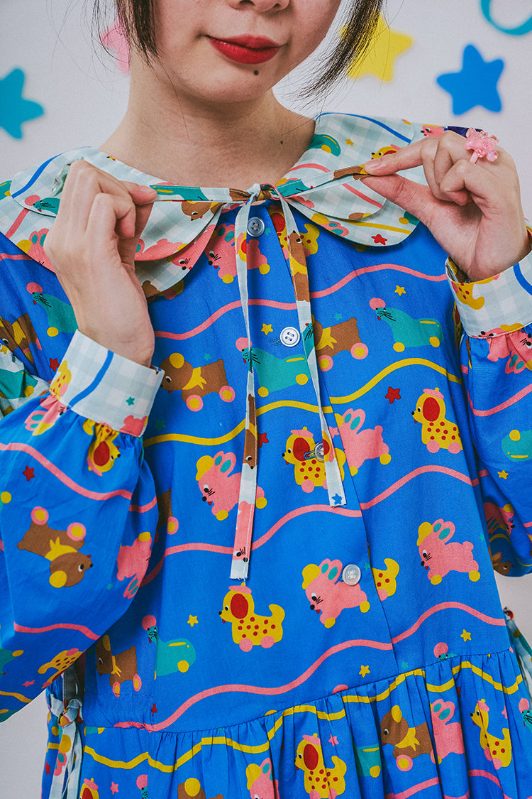 NIKKOU Home Dress Floral Lace Long Sleeve Dress – Cute Japanese Winter Style dress Nikkou home