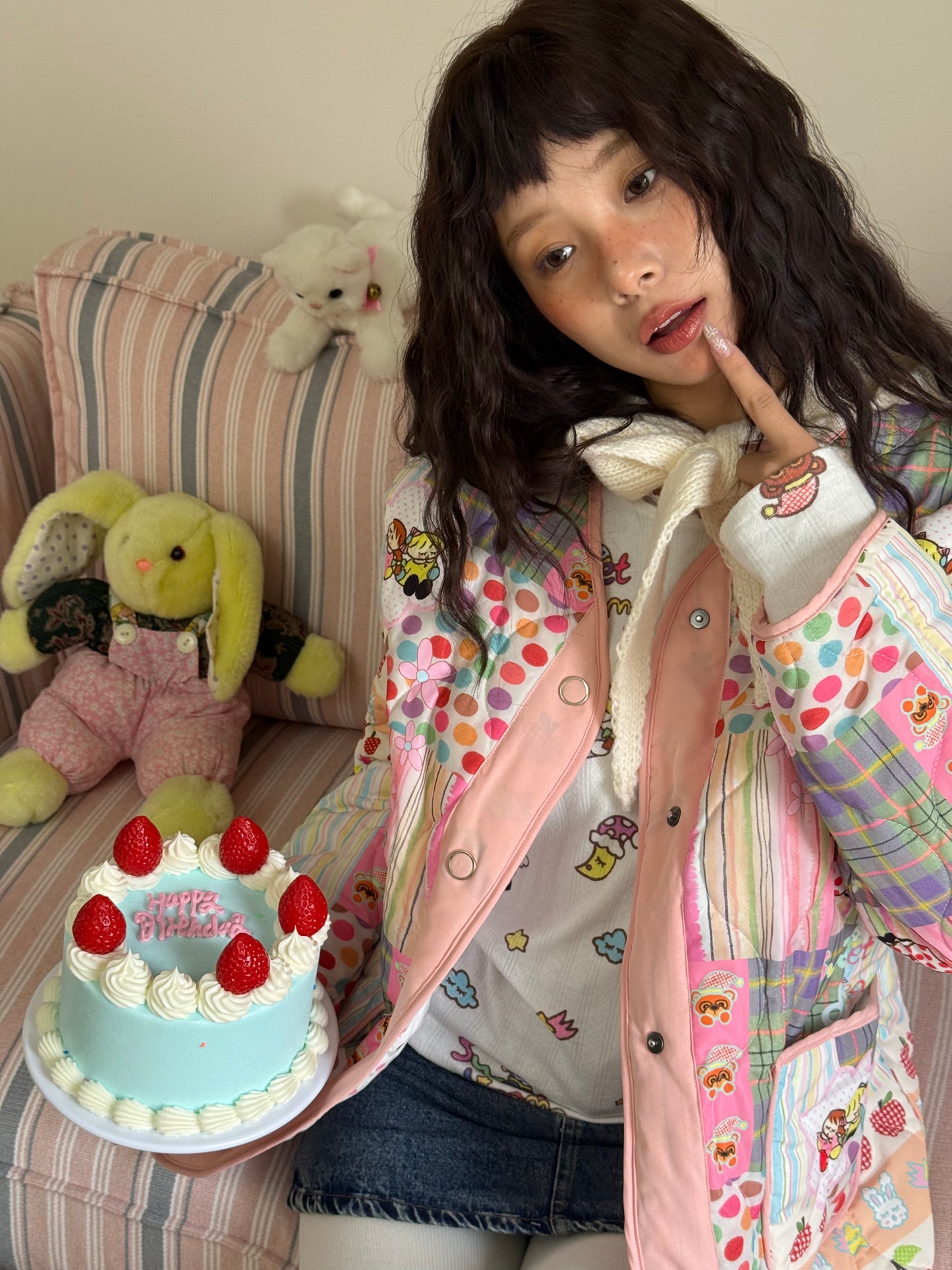 Harajuku Jacket Pink Jacket Winter Loose Jacket Cotton Padded Jacket coat KaiXin hostel