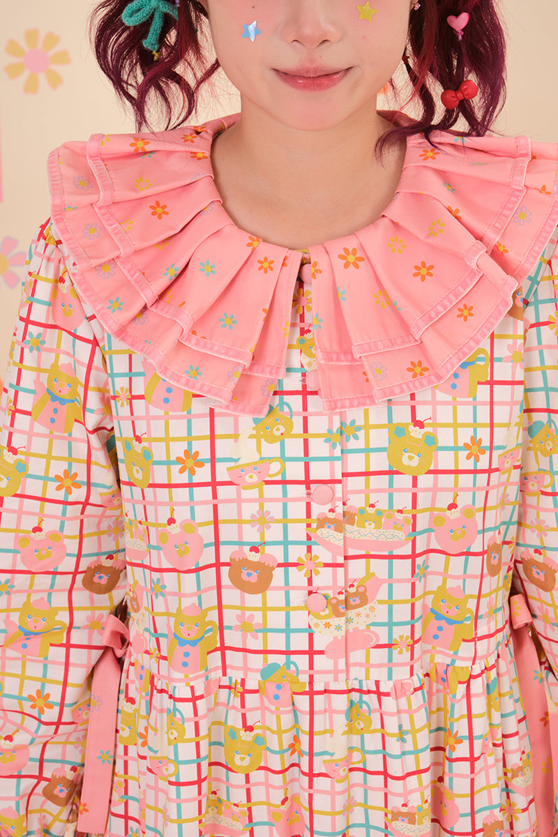 NIKKOU - Red Kawaii Removable Collar Dress dress Nikkou home