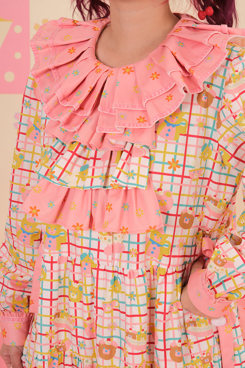 NIKKOU - Red Kawaii Removable Collar Dress dress Nikkou home