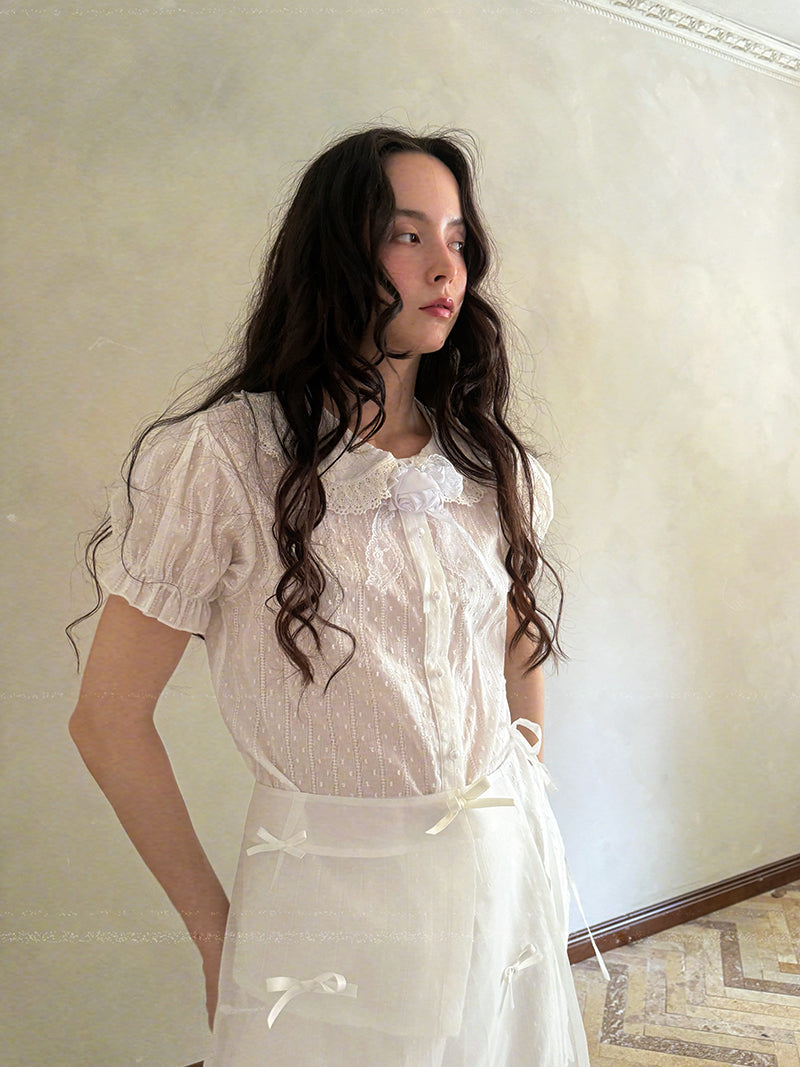 daytoday Everyday Institute - Kawaii Blouse Puff Sleeve Doll Collar blouse daytoday everyday institute
