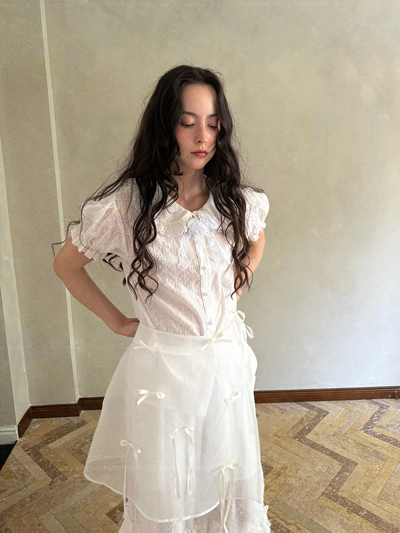 daytoday Everyday Institute - Kawaii Blouse Puff Sleeve Doll Collar blouse daytoday everyday institute