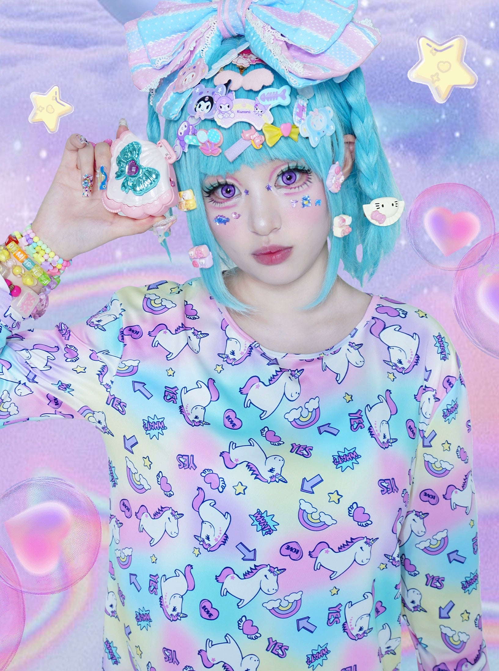 Dream Bubble Decora Unicorn Print Top | Kawaii Decora Kei Harajuku Fashion Dream Bubble Decora Unicorn Print Top | Kawaii Decora Kei Harajuku Fashion
