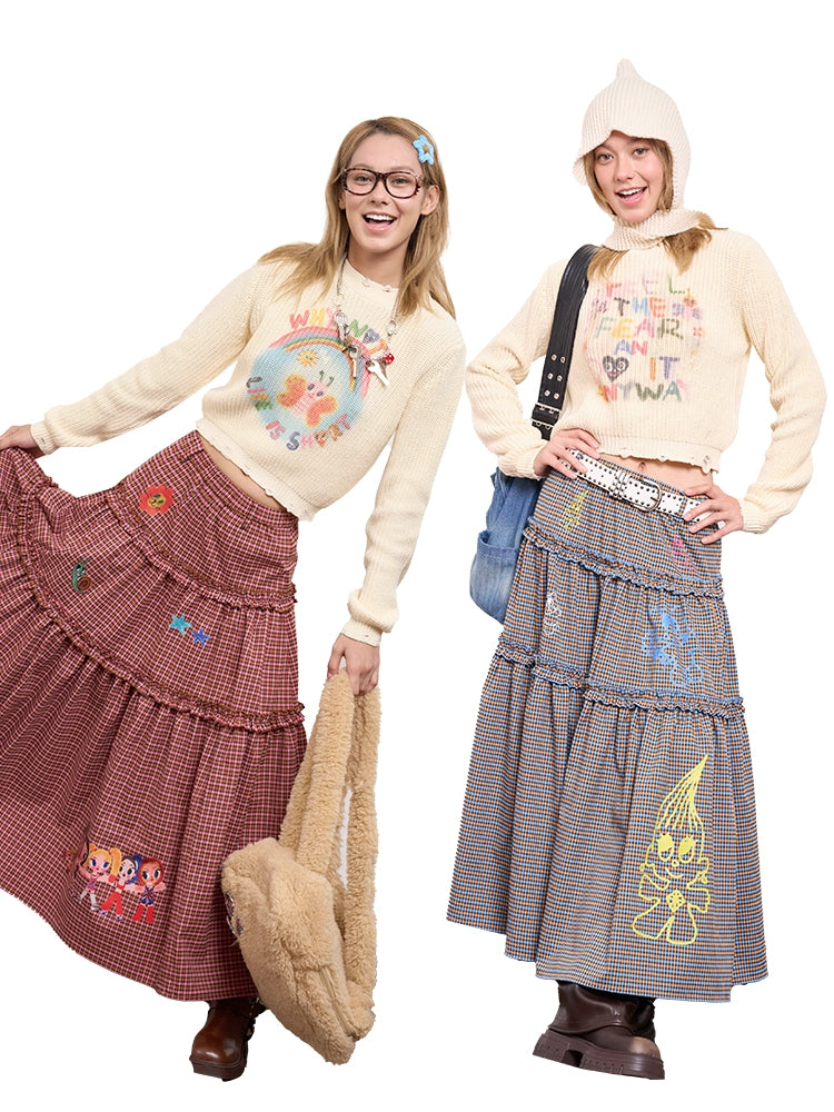 Iscreamcolour Plaid Graffiti Skirt Girly Fashion skirt iscreamcolour