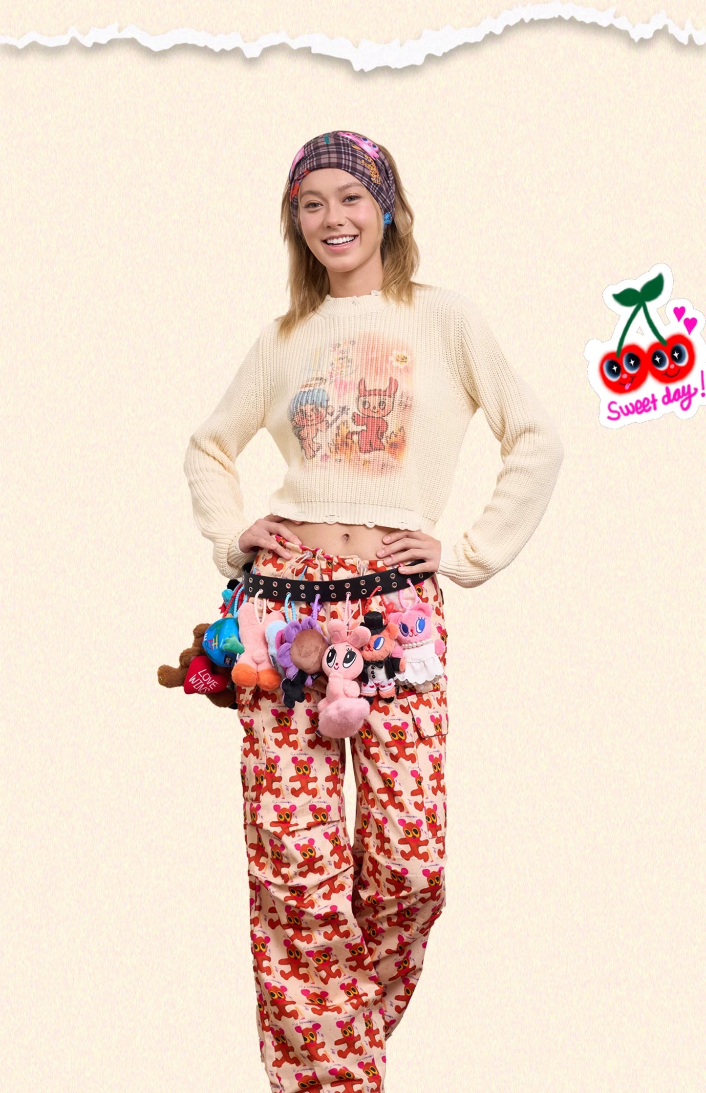 Iscreamcolour Printed Short Sweater Girly Fashion sweater iscreamcolour