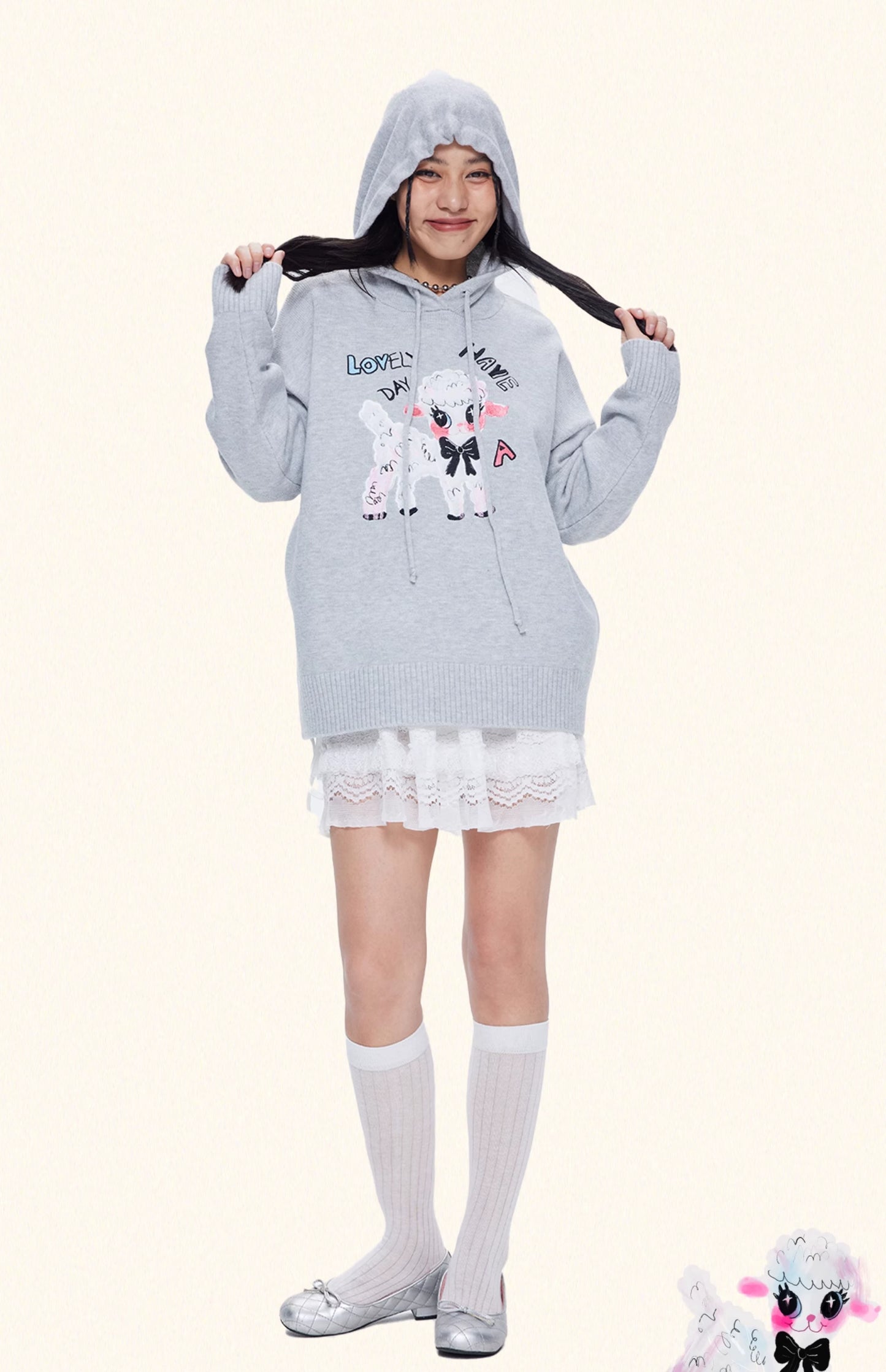 Iscreamcolour Sheep Loose Hoodie Girly Fashion hoodie iscreamcolour