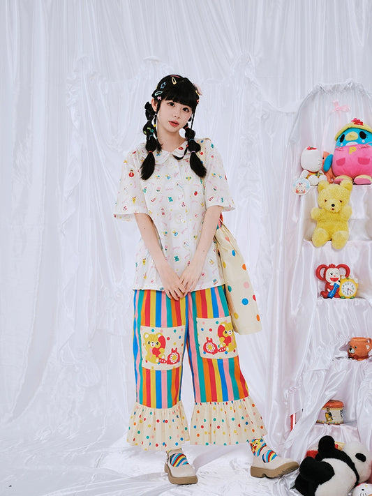 Harajuku Pants Lovely Rainbow Pants Decora Fashion Pants pants Nikkou home