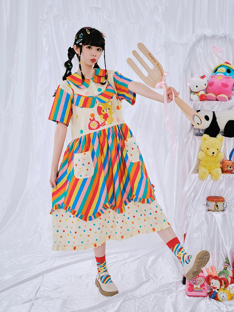 Harajuku Dress Rainbow Printed Cami Dress Decora Fashion Cami Dress dress Nikkou home