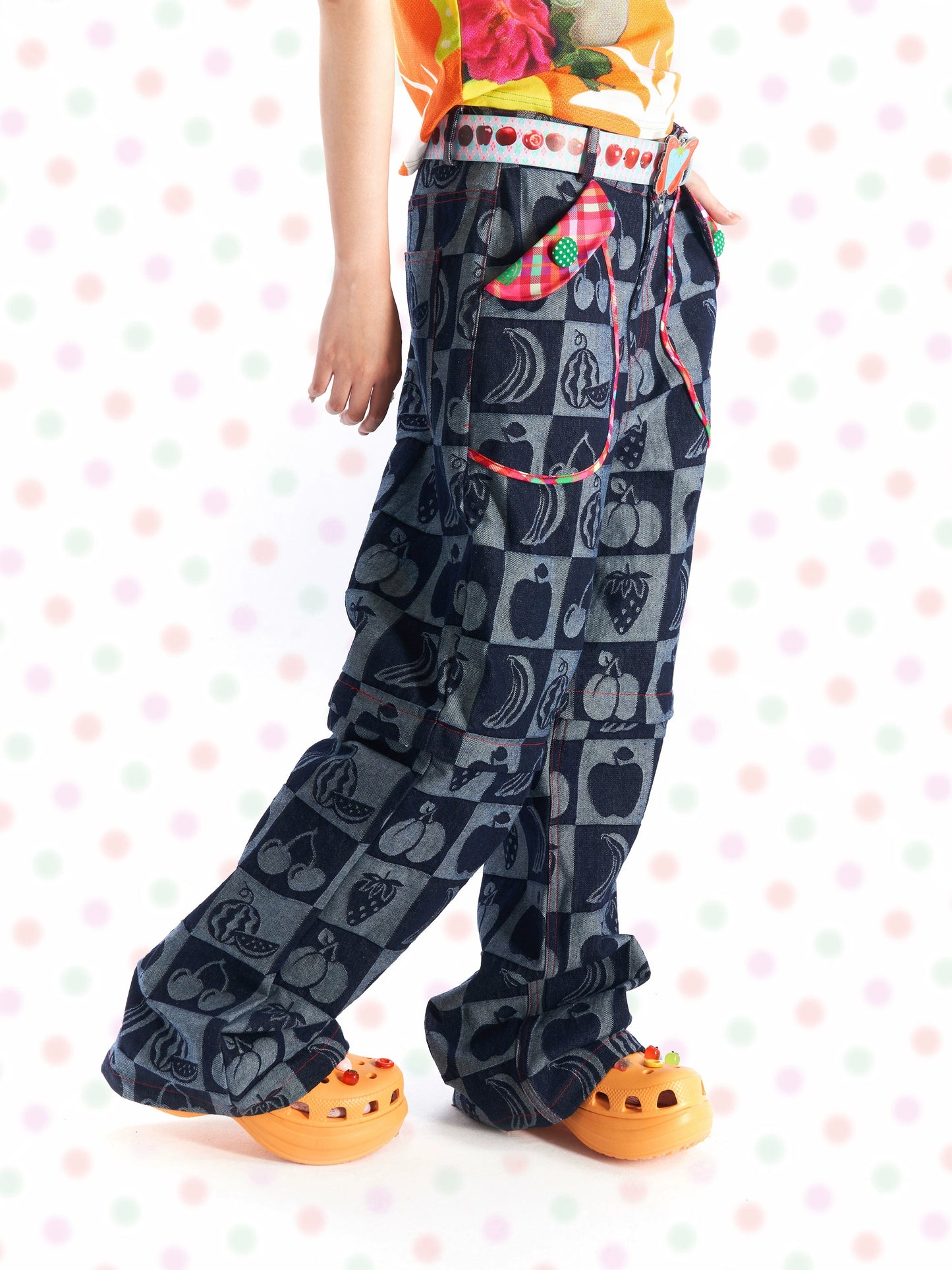 Harajuku Jeans Fruits Detachable Jeans pants Fruits