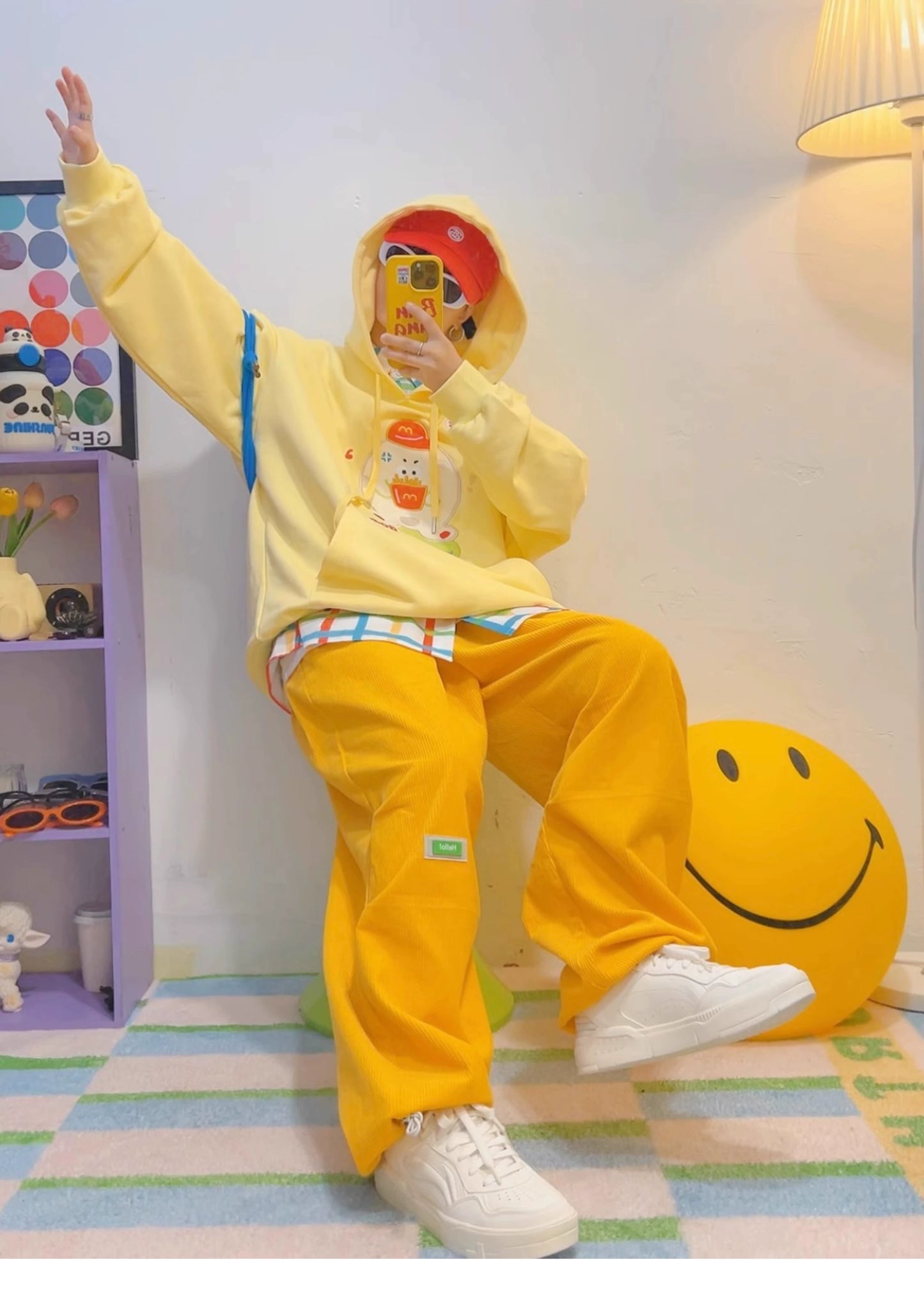 KURIOSITAET - KidCore Embroidered Yellow Hoodie hoodie KURIOSITAET