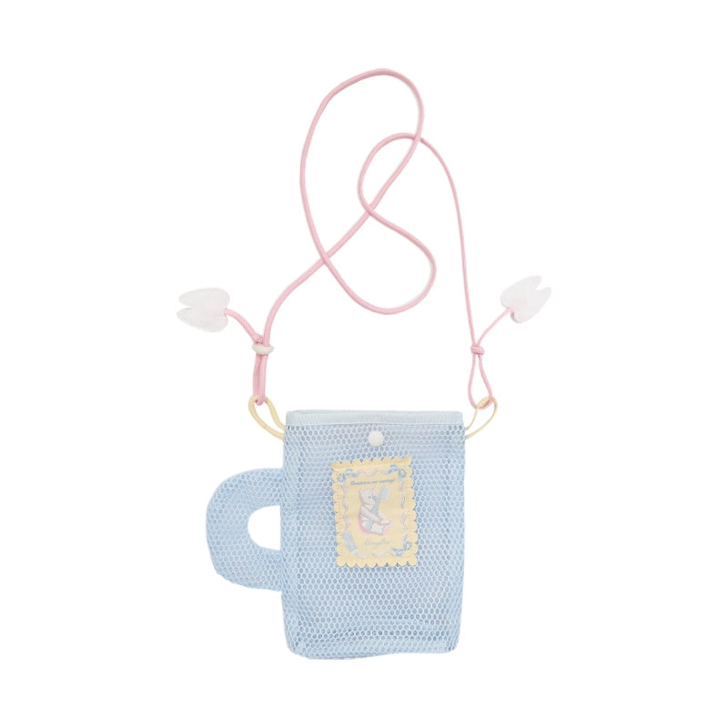 Meugler White Bear Toothbrush Grid Mesh Mini Crossbody Bag for Travel - Portable Outdoor Water Cup Design bag Meugler