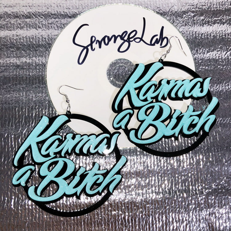 Strangelab Bad Mood Acrylic Earrings | Bold Hip-Hop Letter Earrings for a Flashy Look earrings strangelab