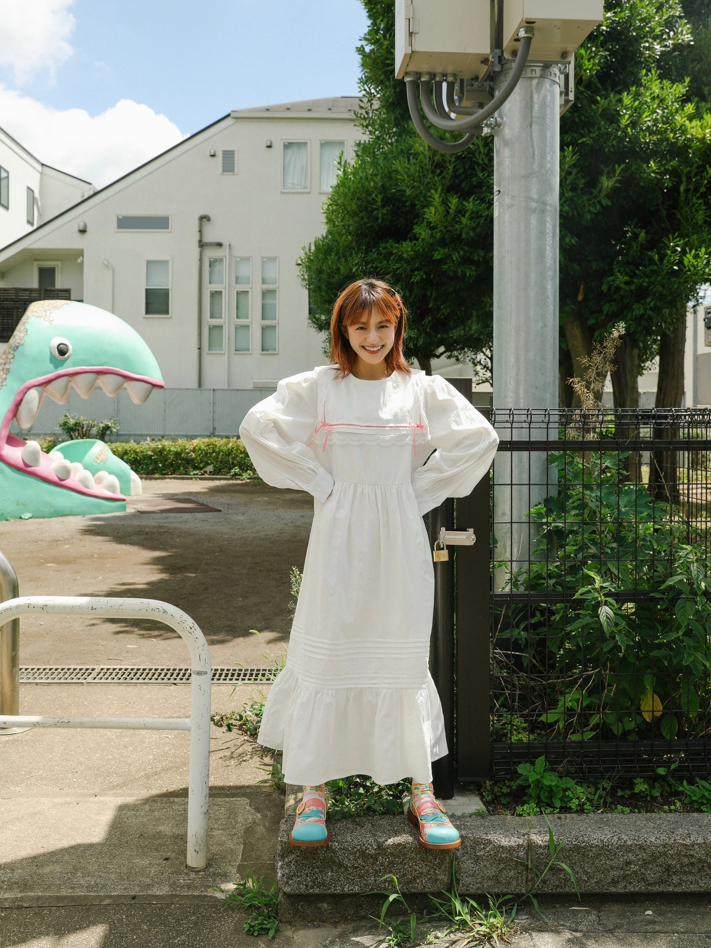 Harajuku Dress Vintage Girl Dress White Lace Dress Square Collar Dress dress KaiXin hostel