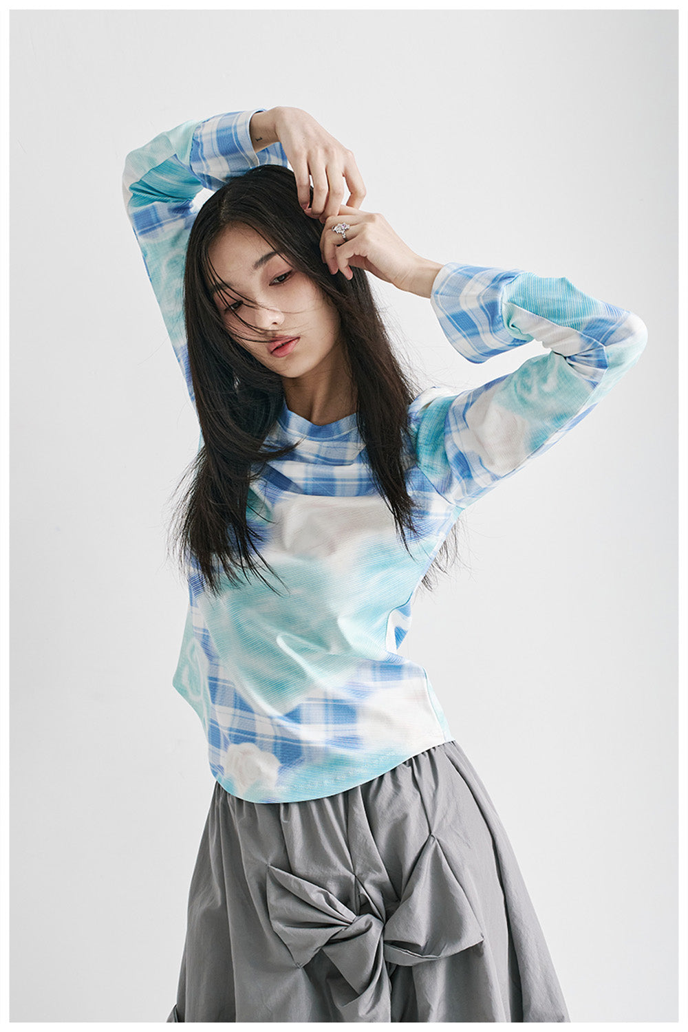 Harajuku Shirt Blue Shirt Flared Sleeve Shirt Floral Print Shirt Sun Protection Shirt shirt tntntutu