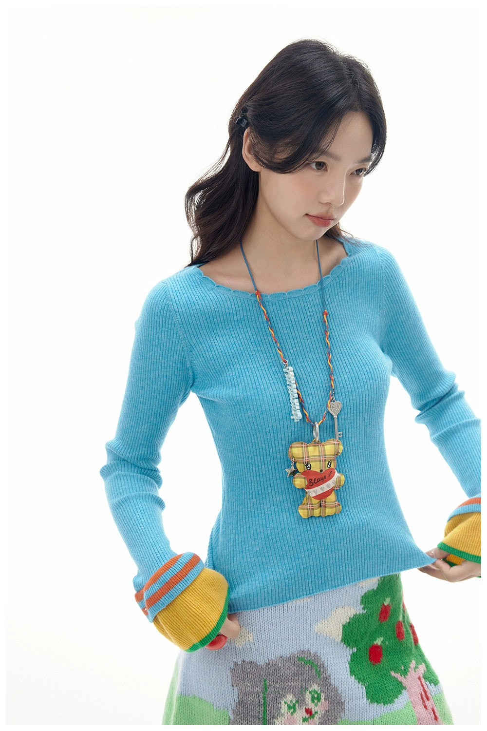 Harajuku Sweater Decora Kei Sweater Acid Blue Sweater Knitted Sweater sweater tntntutu