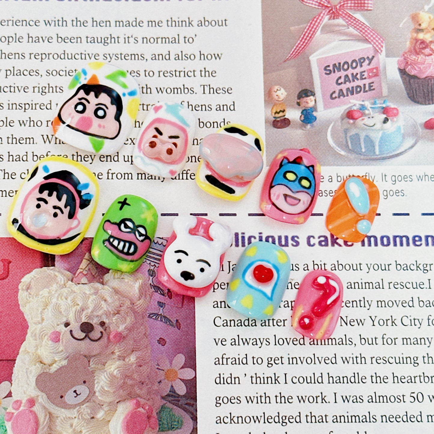 Puppy Crayon Shin-chan 3D Wearable Nail Art | Hand-Painted Cute Cartoon Graffiti Nails NAIL PUPPY
