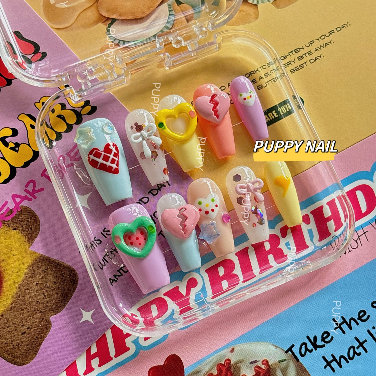 Puppy Dopamine Party Y2K Sexy Heart Nail Art Long Nails NAIL PUPPY