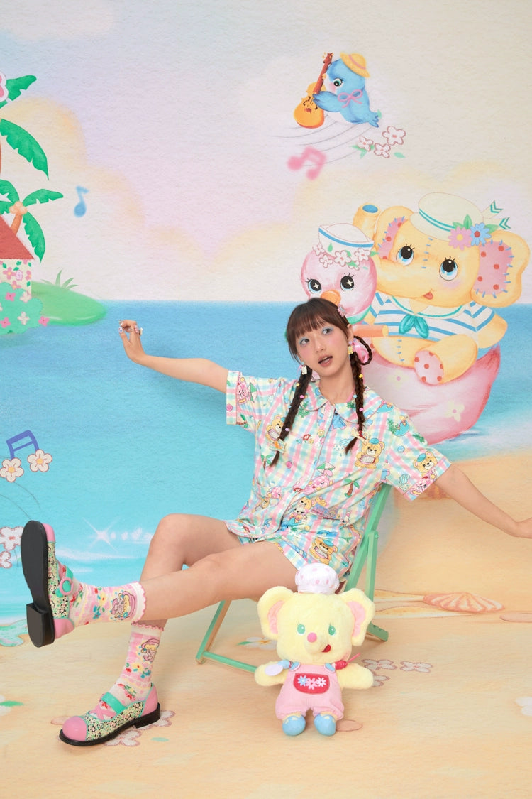 Harajuku Pajama Plaid Animal Print Pajama Soft Pajama Milk Silk Pajama pajama Lutra Jump