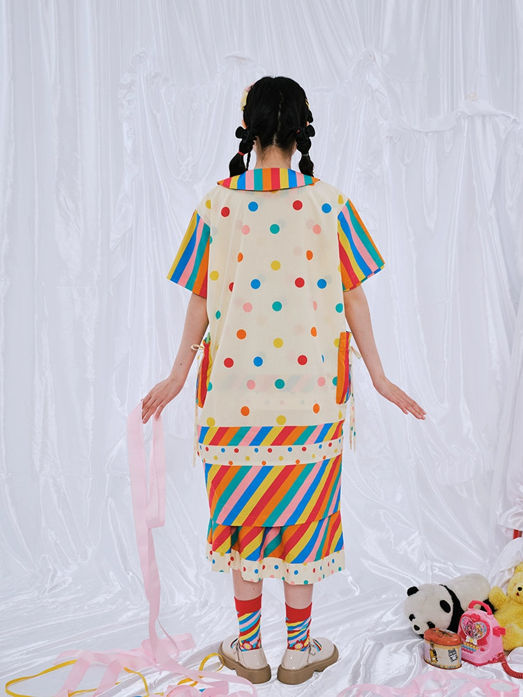 Harajuku Dress Rainbow Shirtdress Decora Fashion Dress dress Nikkou home