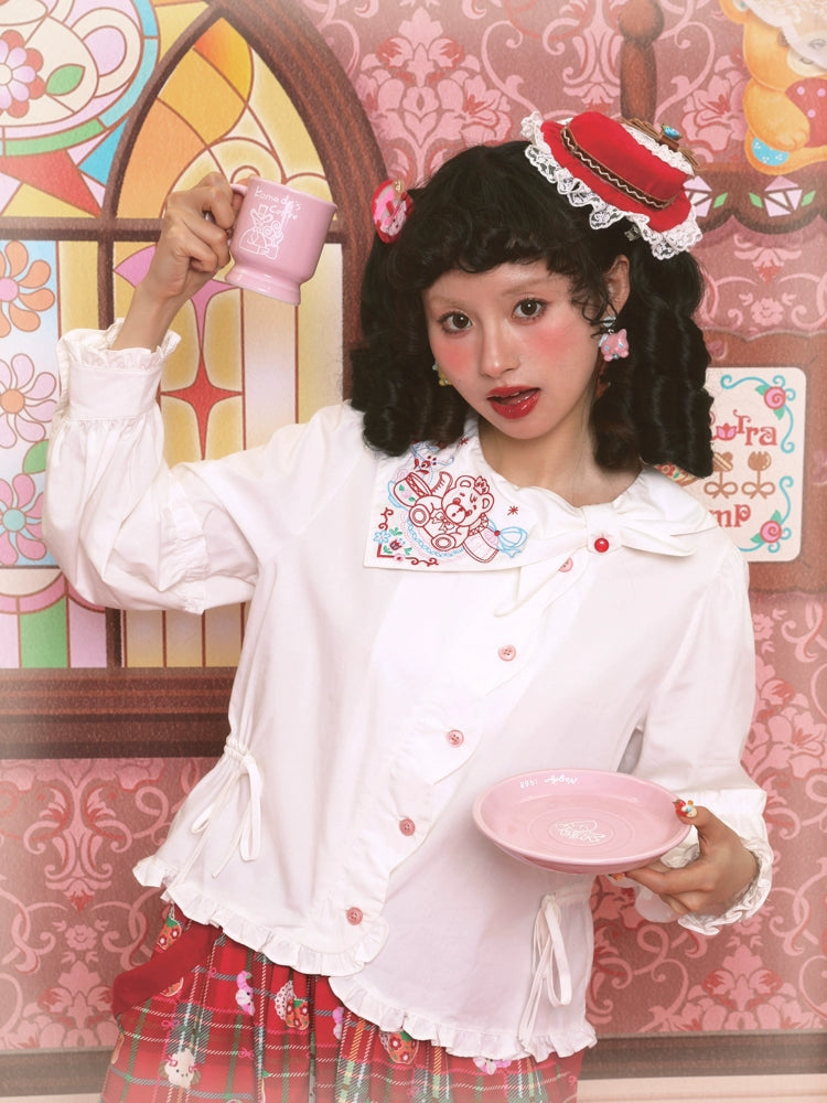 Harajuku Shirt Embroidery Shirt Decora Kei Shirt Versatile Shirt shirt Lutra Jump