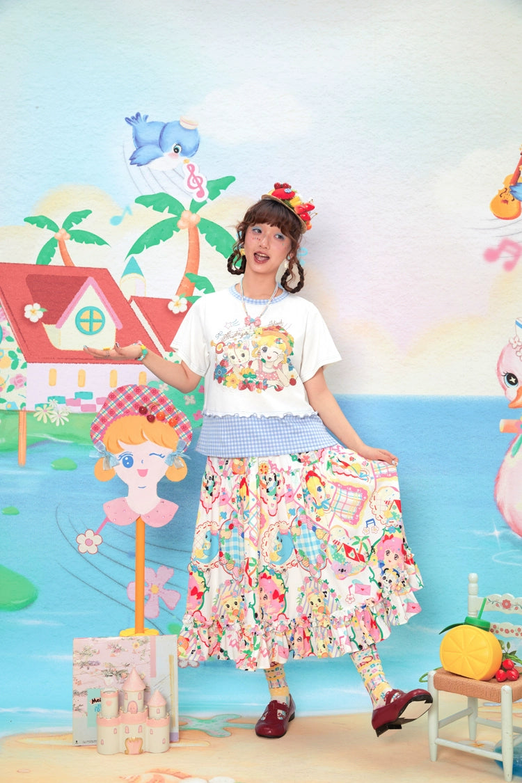 Harajuku Skirt Cartoon Print Skirt Decora Fashion Skirt skirt Lutra Jump
