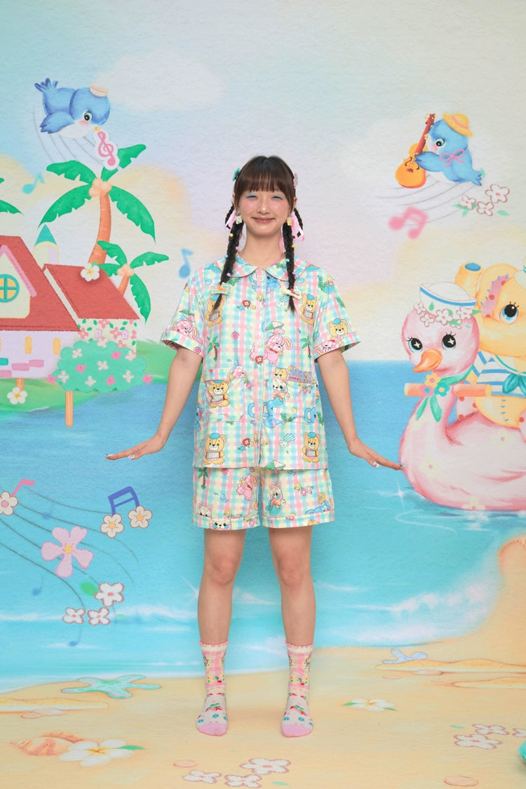 Harajuku Pajama Plaid Animal Print Pajama Soft Pajama Milk Silk Pajama pajama Lutra Jump