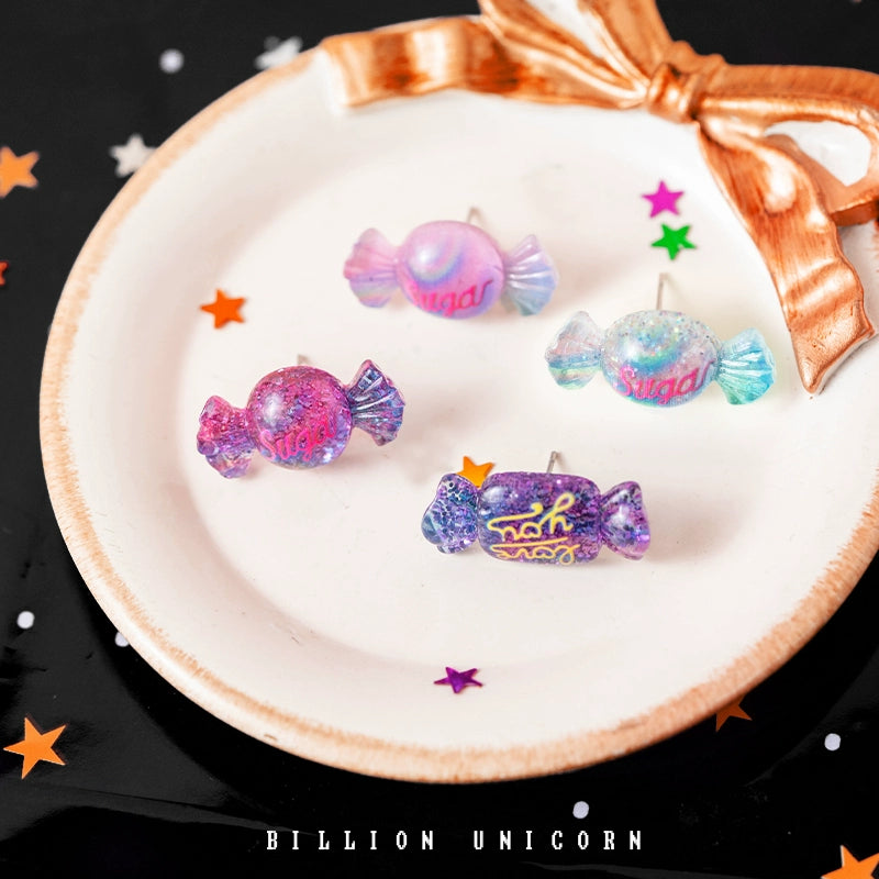 Pink Unicorn Decora Halloween Candy Earrings earrings pink unicorn S925 silver ear studs