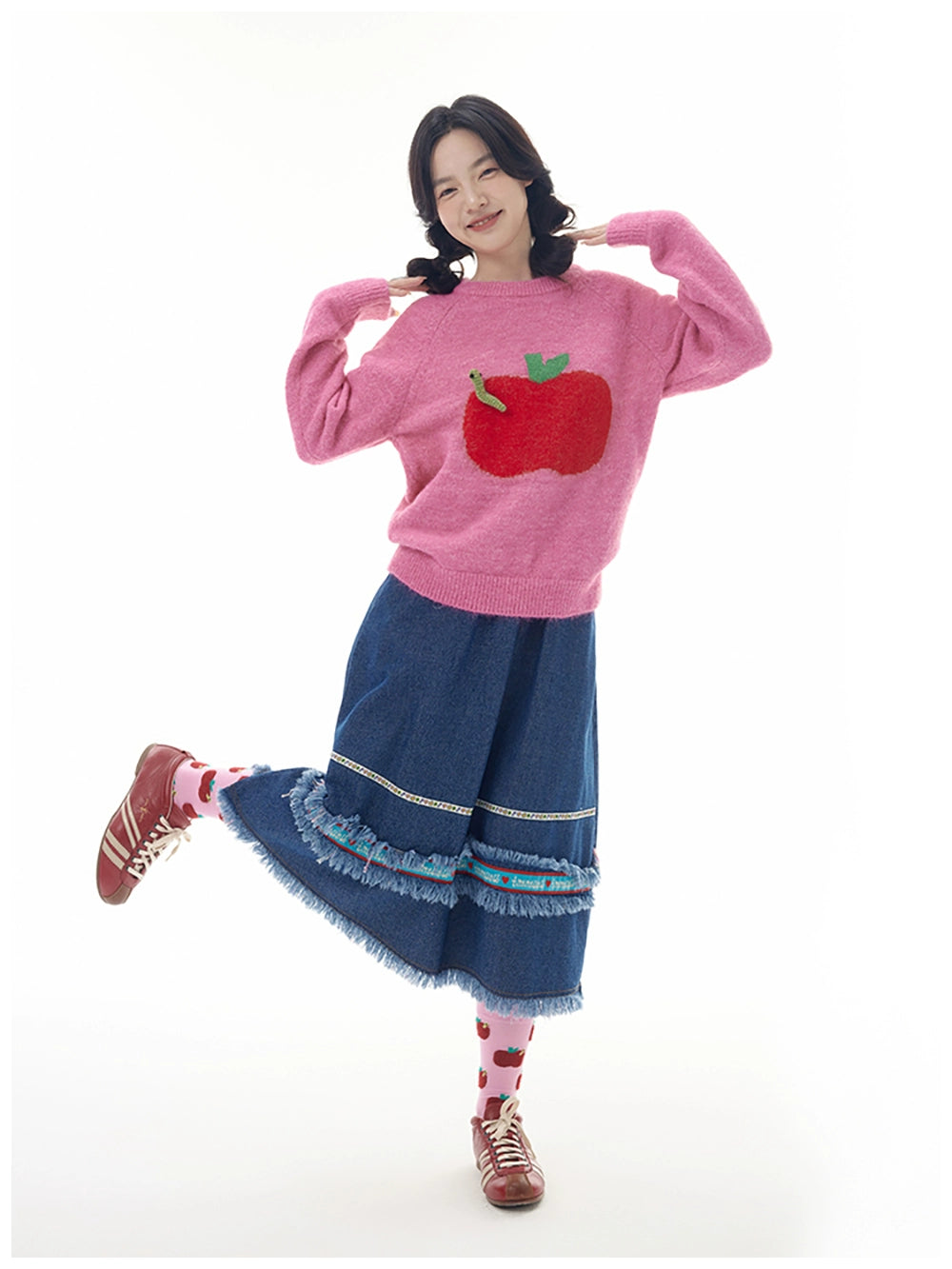 Harajuku Skirt Cartoon Skirt Two-Woven Straps Skirt Denim Skirt Tassels Skirt skirt tntntutu