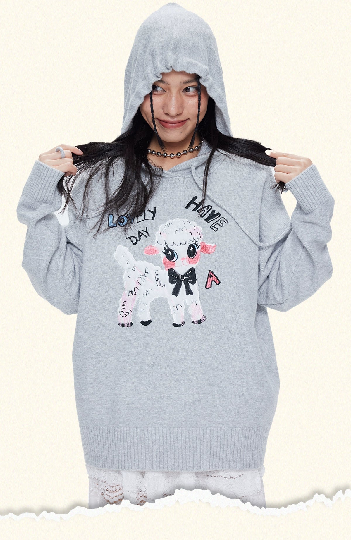 Iscreamcolour Sheep Loose Hoodie Girly Fashion hoodie iscreamcolour