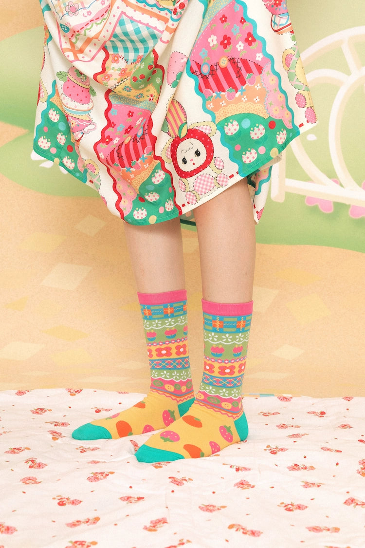 Harajuku Socks Plaid Strawberry Socks Decora Fashion Socks sock Lutra Jump