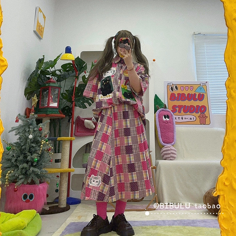 Kidcore Skirt – Retro Kitten Print skirt BIBULU