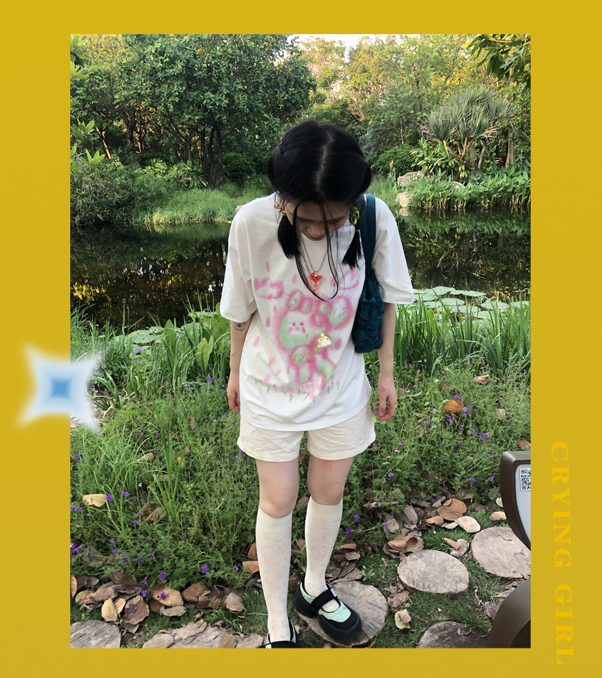 Harajuku T-Shirt White Loose T-Shirt Casual Japanese Style T-Shirt tshirt Moon Meadow