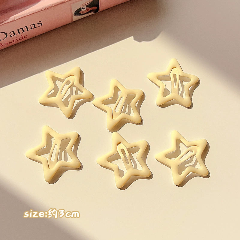 Decora Hair Clips Colorful Star Hair Accessories Bang Hair Clips hair clip Land Decora Cream Yellow - 6pcs
