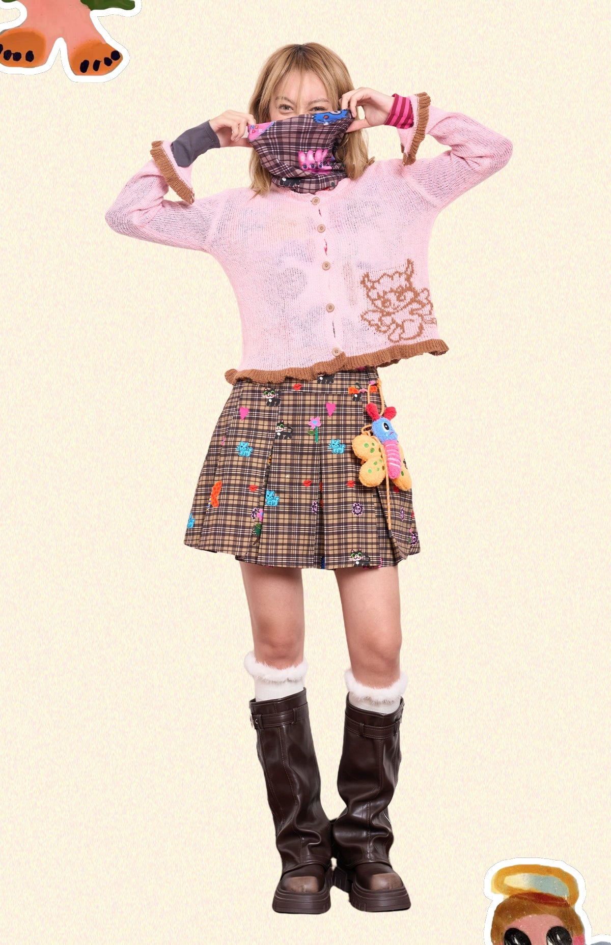Iscreamcolour Plaid Pleated Skirt Girly Fashion skirt iscreamcolour