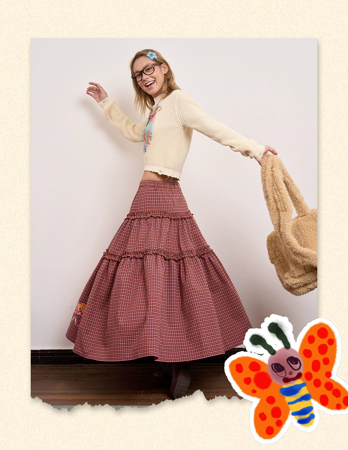 Iscreamcolour Plaid Graffiti Skirt Girly Fashion skirt iscreamcolour