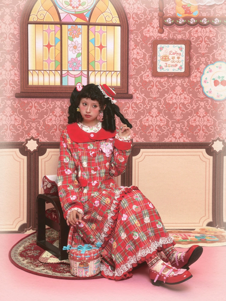 Harajuku Suit Red Suit Jacket Skirt Decora Kei Suit set Lutra Jump