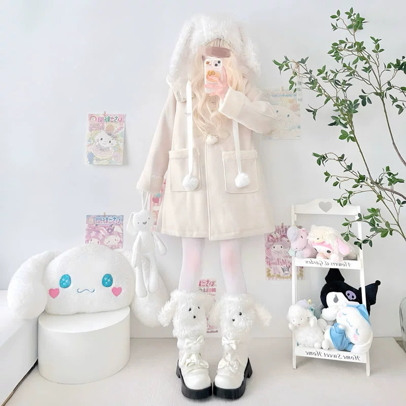 Plush Dog Leg Warmmers Winter Leg Covers Cute Leg Warmmers leg warmmers 2 bears White without Bow