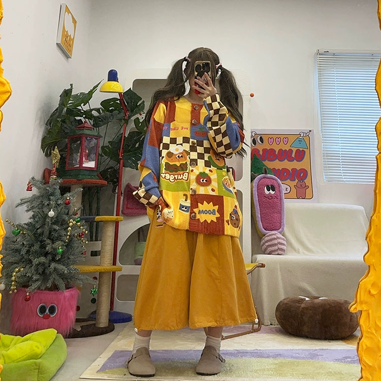 Kidcore Sweater – Colorful Burger Print sweater BIBULU