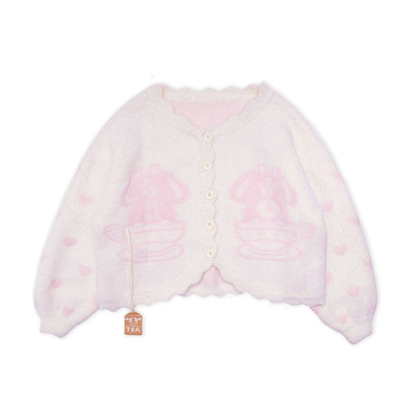 Meugler Forest Secret Tea Cup Puppy Tea Bag Pendant Soft Lolita Cardigan Sweater cardigan Meugler